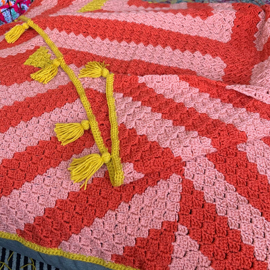 Crochet Throw - Geo Throw - Handmade Large Crochet Blanket