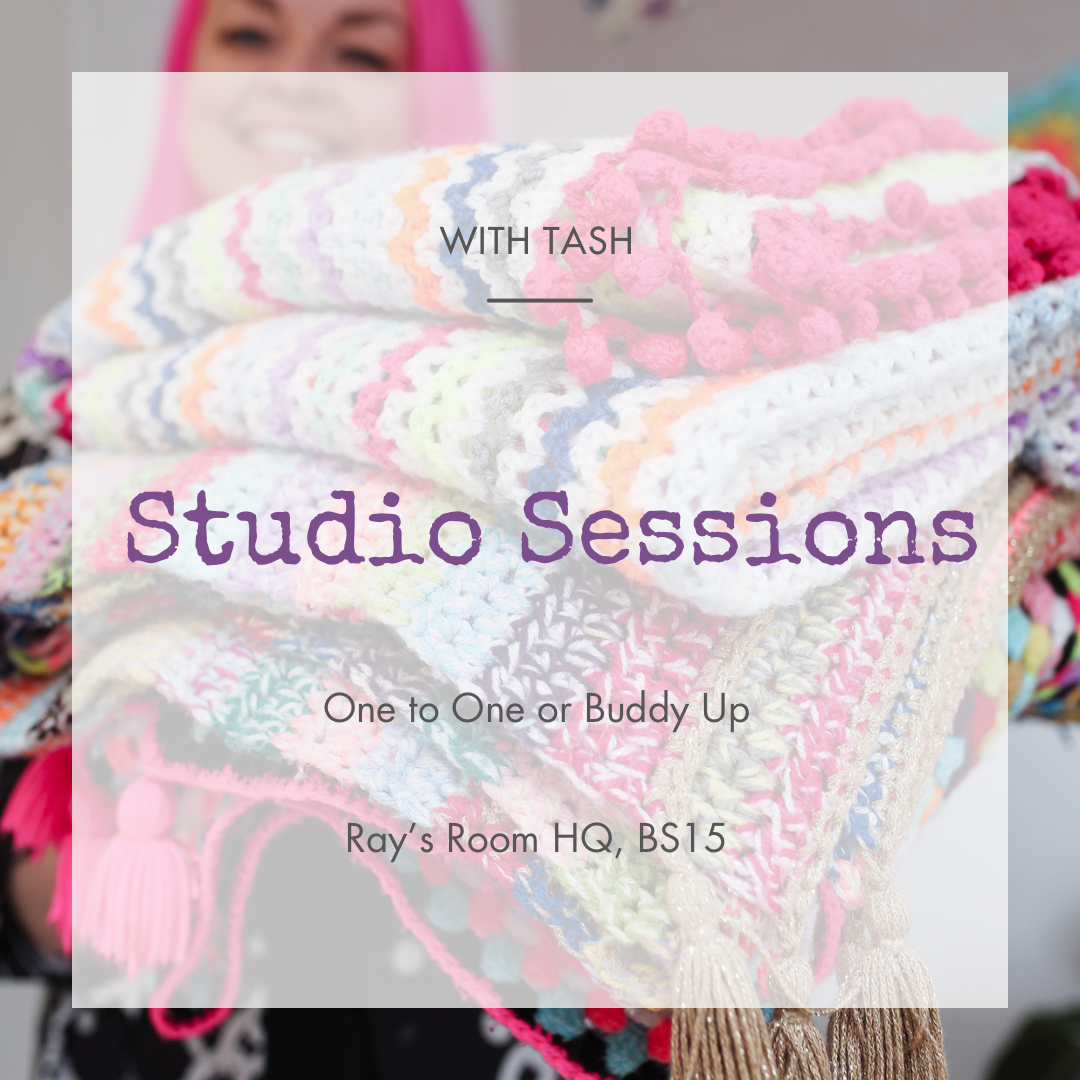 Studio Session with Tash - book by the hour - learn or build on crochet, embroidery and patchwork skills
