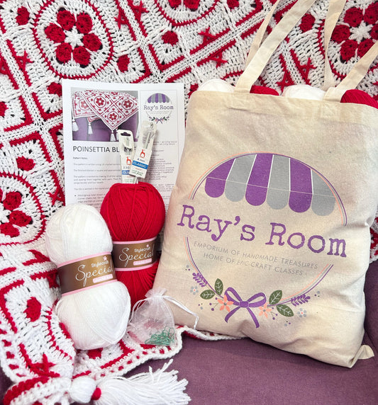 Poinsettia Tiles Crochet Blanket Kit